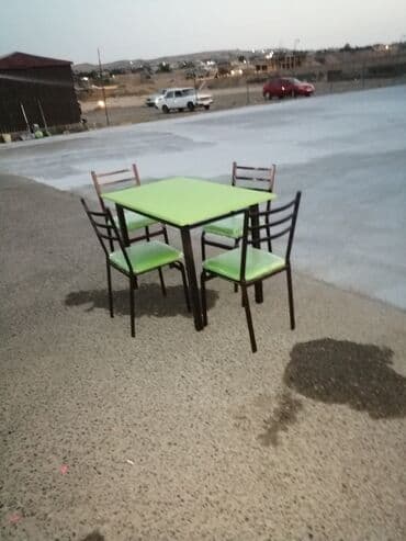 stul ev ucun: Mətbəx üçün, Yeni, Açılmayan, Kvadrat masa, 4 stul — 3