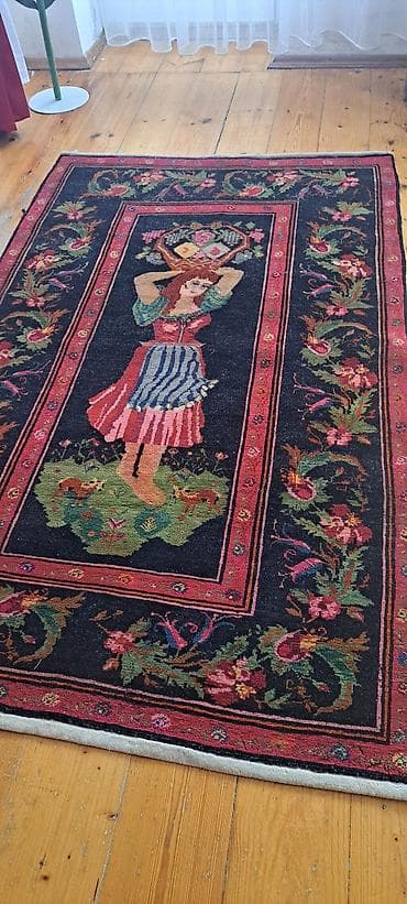 qara çanta: Xalça – əl işi, klassik dekorativ kompozisiya - Material: təbii yun — 4