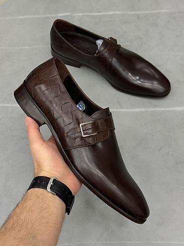 Kişi klassik ayyaqqabısı – tünd qəhvəyi rəng - Model: monk strap (tək