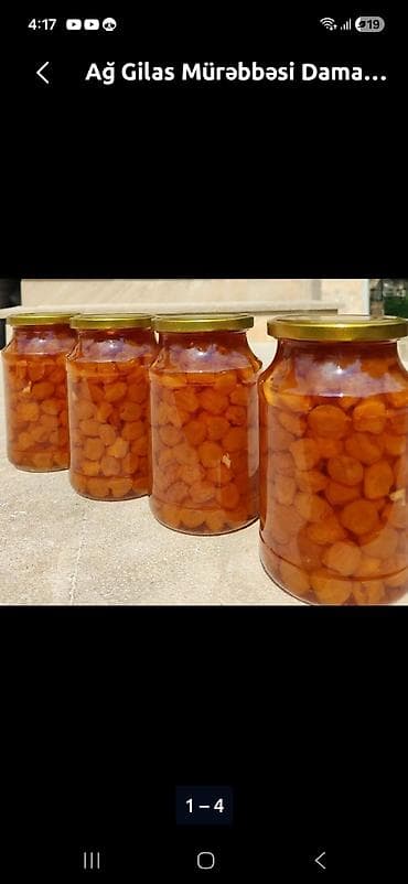 Ağ Gilas Mürəbbəsi – 1kloyluqu 10 Manat damla-damla şəffaf şirədə — 1