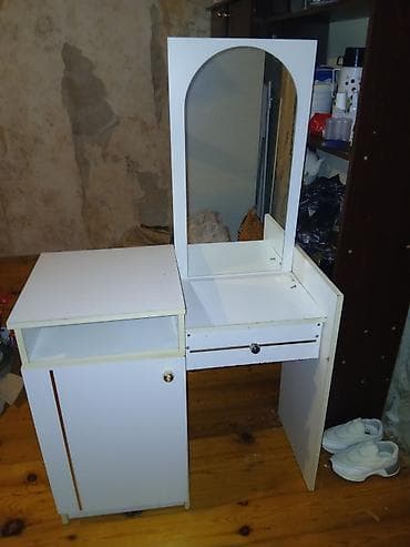 yatağ dəsti: Ağ rəngli tualet masası və şkaf dəsti - Material: laminat/MDFlam ağ — 2
