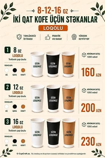 Məhsul: Kağız stəkanlar (espresso, kofe və digər isti/soyuq içkilər
