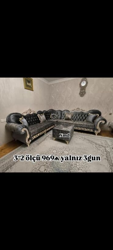 metbex divan desti: Künc divan, Açılmayan, Bazasız, Vеlur parça, Çatdırılma yoxdur — 6
