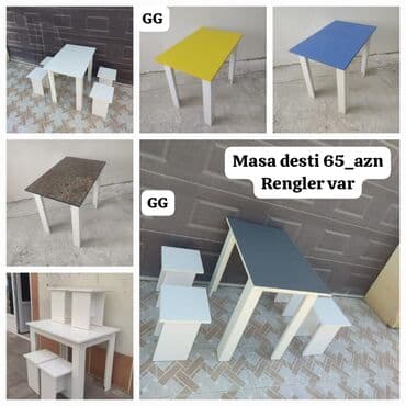 Masa və oturacaq dəstləri: Mətbəx üçün, Yeni, Açılmayan, Dördbucaq masa, 4 stul — 1