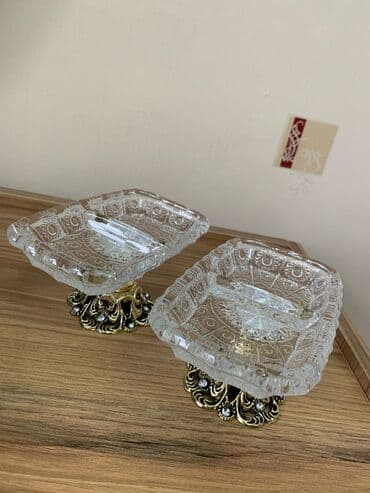 Другие товары для дома: Məhsul: Dekorativ şüşə qab dəsti (2 cüt) - Material: qalın, şəffaf — 2