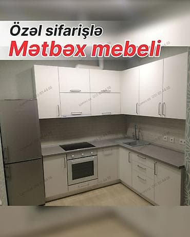 embavud metbex mebelleri: Özəl sifarişlə hazırlanmış mətbəx mebeli - L formalı modul quruluş — 1