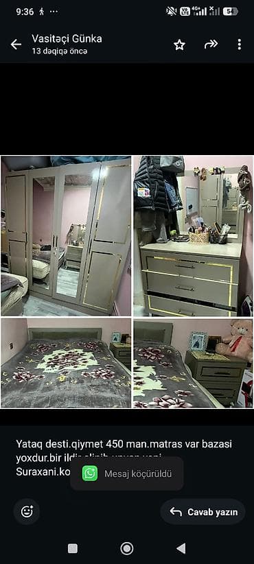 Yataq desti.qiymet 450 man.matras var bazasi yoxdur.bir ildir — 1