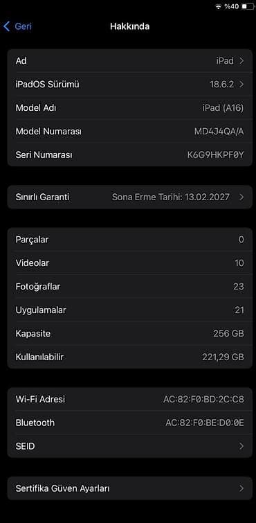 Комплектующие для ПК и ноутбуков: Apple iPad (A16) – Sarı rəng, 256 GB Xüsusiyyətlər: - Model: iPad — 4