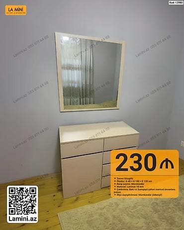 Minimalist komod və güzgü dəsti Xüsusiyyətlər: - Termo güzgülü - — 1