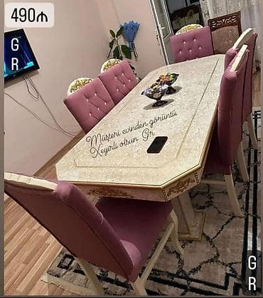 Sifarişle hazır olunur reng secımı var masa 6 stul 490 azn masa 8