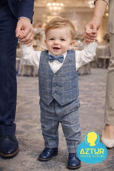 pol klassik şalvar: Aztur Çocuk Giyimi – oğlan uşaqları üçün 3 hissəli klassik dəst - — 1