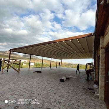 oboy evi: Perqola sistemi, açıq sahələri günəşdən, yağışdan və küləkdən qorumaq — 1