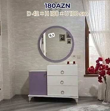 ustolar: Qiymət: 180 AZN Tualet masası + güzgü dəsti - Ölçülər: Dərinlik 42 sm — 1