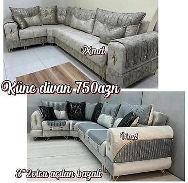 divani: Künc divan – 750 AZN - L‑şəkilli künc dizaynı, geniş oturma sahəsi - — 1