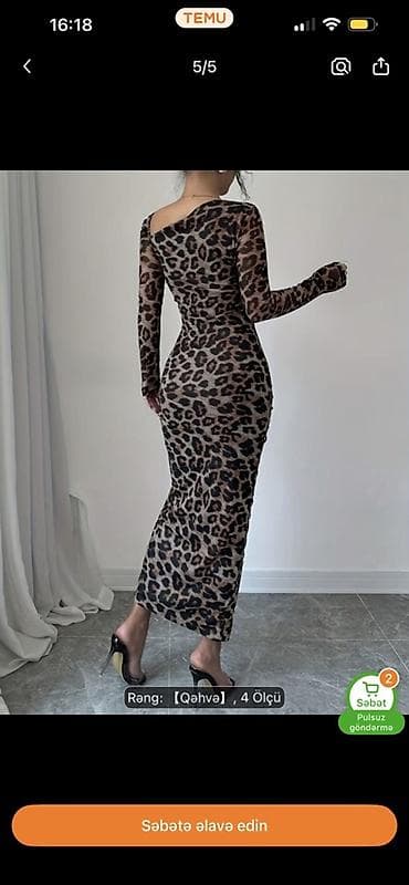Leopard naxışlı qadın donu - Rəng: qəhvə tonları - Uzunluq: maxi - — 1