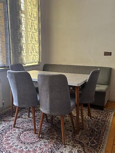 qabaq stol: Mətbəx üçün, Açılmayan, Dördbucaq masa, 4 stul — 1