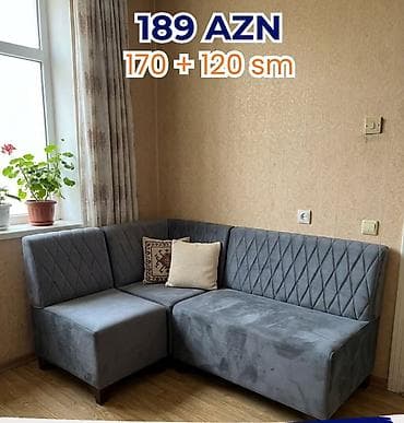 kreditle kunc divanlar: Künc divan – 189 AZN Ölçü: 170 + 120 sm - L‑şəkilli kompakt dizayn — 1