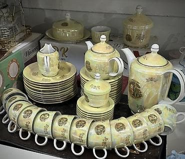 Çay dəsti, rəng - Sarı, Farfor