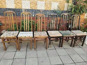 balkon stul: Taxta yemək otağı stulları – 8 ədəd dəst-35 azn təcili - Material — 2