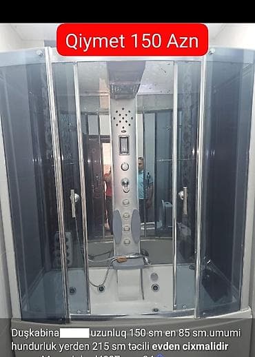 Duş kabinası – hidromassaj funksiyalı, şüşə sürgülü qapılar və