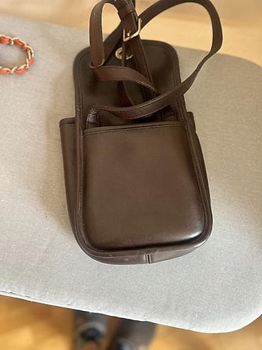 converse canta: Qəhvəyi dəri çiyin çantası Coach firmasininindir. - Material: həqiqi — 4