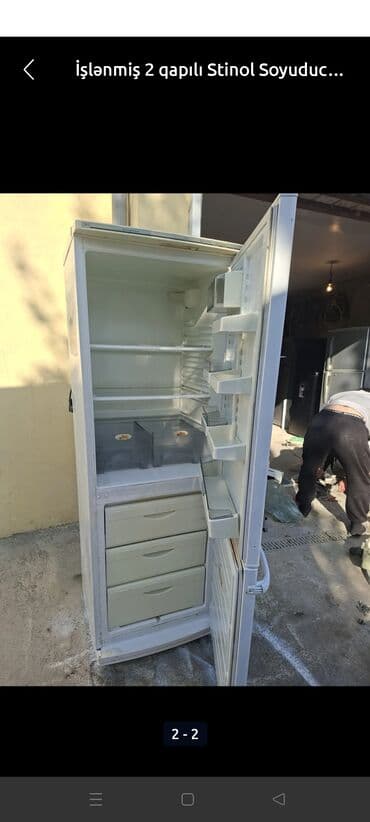 ev soyducu: İşlənmiş 2 qapılı Stinol Soyuducu Satılır, rəng - Boz, Dispenserli — 2