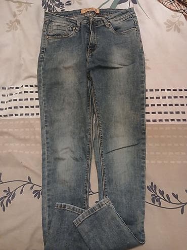 cins qadın ayaqqabıları: Qadın cins şalvar - Model: dar/skinny kəsim - Rəng: mavi, solğun — 1