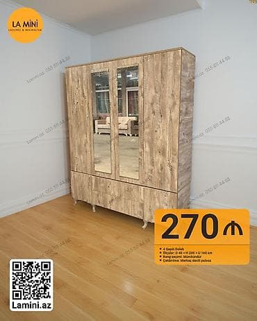 hamam dolapları: 4 qapılı, Güzgülü, Digər rəng, Digər material, Açılan, Düz dolab — 1