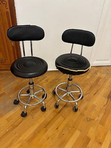 Təkərli yüksək taburet stulları – 2 ədəd dəst - Oturacaq və bel