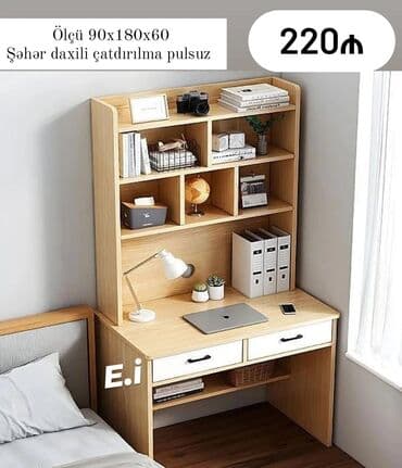 Kompüter masası, Açılmayan, MDF, Dördbucaq masa