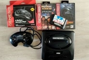 Sega Genesis 2 2 joystick (1 yeni 6 knopkalı) MK (qutulu) Wrestling