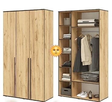 Düz dolab, Yataq otağı üçün, Qarderob, Açılan, 3 qapılı