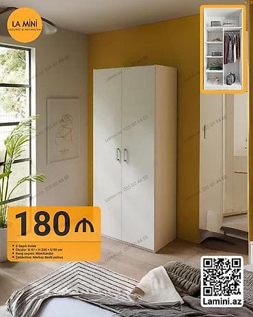 hamam dolapları: İki qapılı dolab - Ölçülər: D 47 × H 200 × U 90 sm - Rəng seçimi — 1