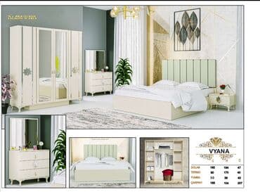 угловая тумба: Двуспальная кровать, 2 тумбы, Турция, Новый — 1