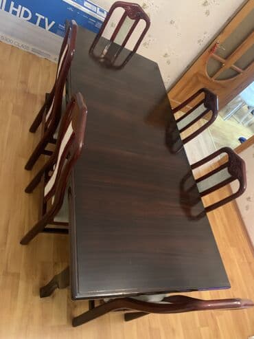 стол стул для зала: Для гостиной, Б/у, Нераскладной, 6 стульев — 2