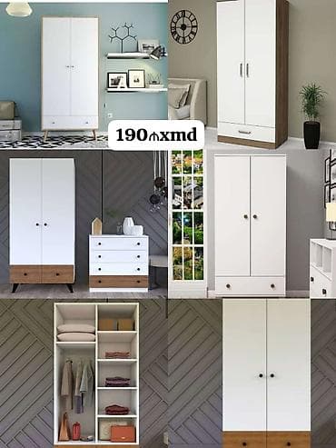 dolab skaf: Yeni, 2 qapılı, Siyirməli, Ağ, Taxta, Açılan, Düz dolab — 1