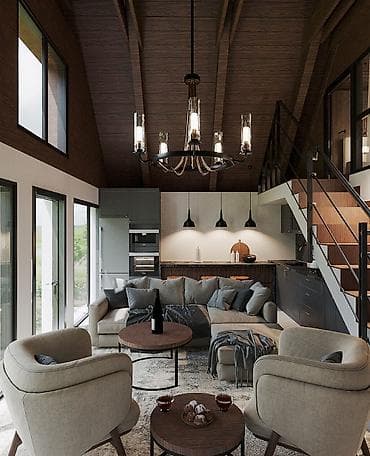 demir qapi gence: «Barn House»: ▸ 60 m² — 2 yataq otağı, zal, studio tipli mətbəx — 3