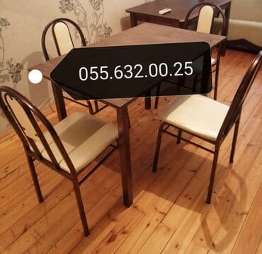 stol stul işlenmiş: Yeni, Künc masa, Açılmayan, Stullar ilə, Metal, Azərbaycan — 13