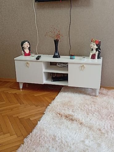 Мебель для дома: Прямой ТВ стенд, С полками, Ламинат — 1