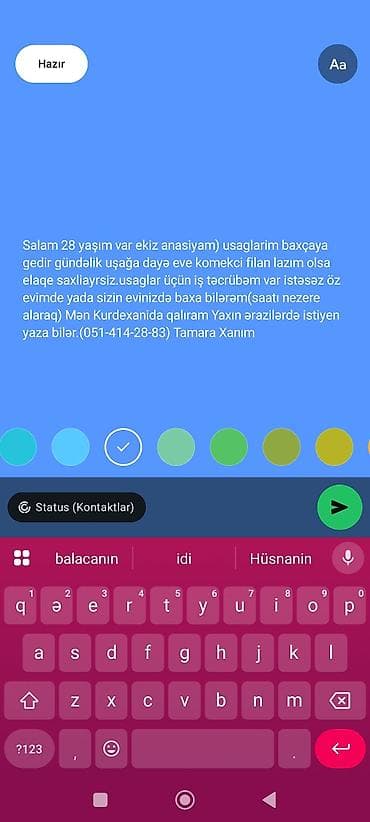 Əməkdaş axtarışı (vakansiyalar): Uşaq baxımı və ev işlərində kömək xidməti - İki uşaq anası olaraq — 1