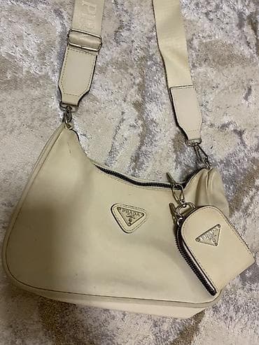 Prada bej çiyin çantası – mini əlavə pulqabı ilə - Rəng: açıq