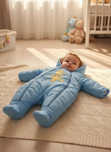 9- 12 ay Uşaq üçün qışlıq kombinezon Şəkillərdə göründüyü kimi