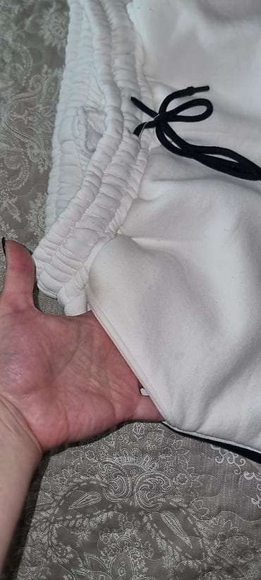 dəri baletkalar: Ağ rəngli kişi/qadın idman şalvarı (unisex) - Model: jogger/kross — 4