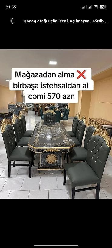 Sifarişlə ev mebeli: Dördbucaq masa, Qonaq otağı üçün, 8 nəfər, Açılmayan, Zəmanətsiz — 1