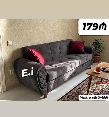 Qonaq otağı üçün şık divan - Rəng: tünd boz (antrasit) - Material