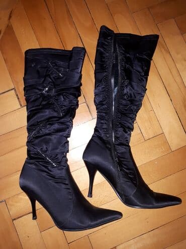 черные мужские сапоги: Размер: 37, цвет - Черный, Б/у — 1