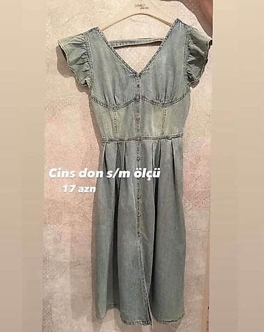 Məhsul: Cins don - Ölçü: S/M - Rəng: Açıq mavi denim - Material: Cins
