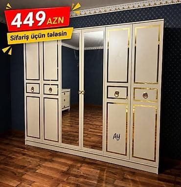 skafi: Yeni, 6 qapı, Güzgülü, Ağ, Açılan, Düz dolab — 1