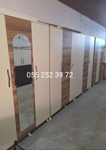 шкаф в зал: Düz dolab, Yataq otağı üçün, Paltar üçün, Açılan, Korpuslu, 3 qapılı — 4