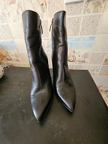 debli koftalar instagram: Qadın dəri botlar - Rəng: qara - Material: təbii dəri üst — 3